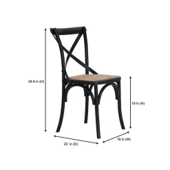 Home Decorators Collection Mavery Black Wood Dining Chair with Cross Back and Woven Seat (Set of 2) (19 in. W x 34.6 in. H)