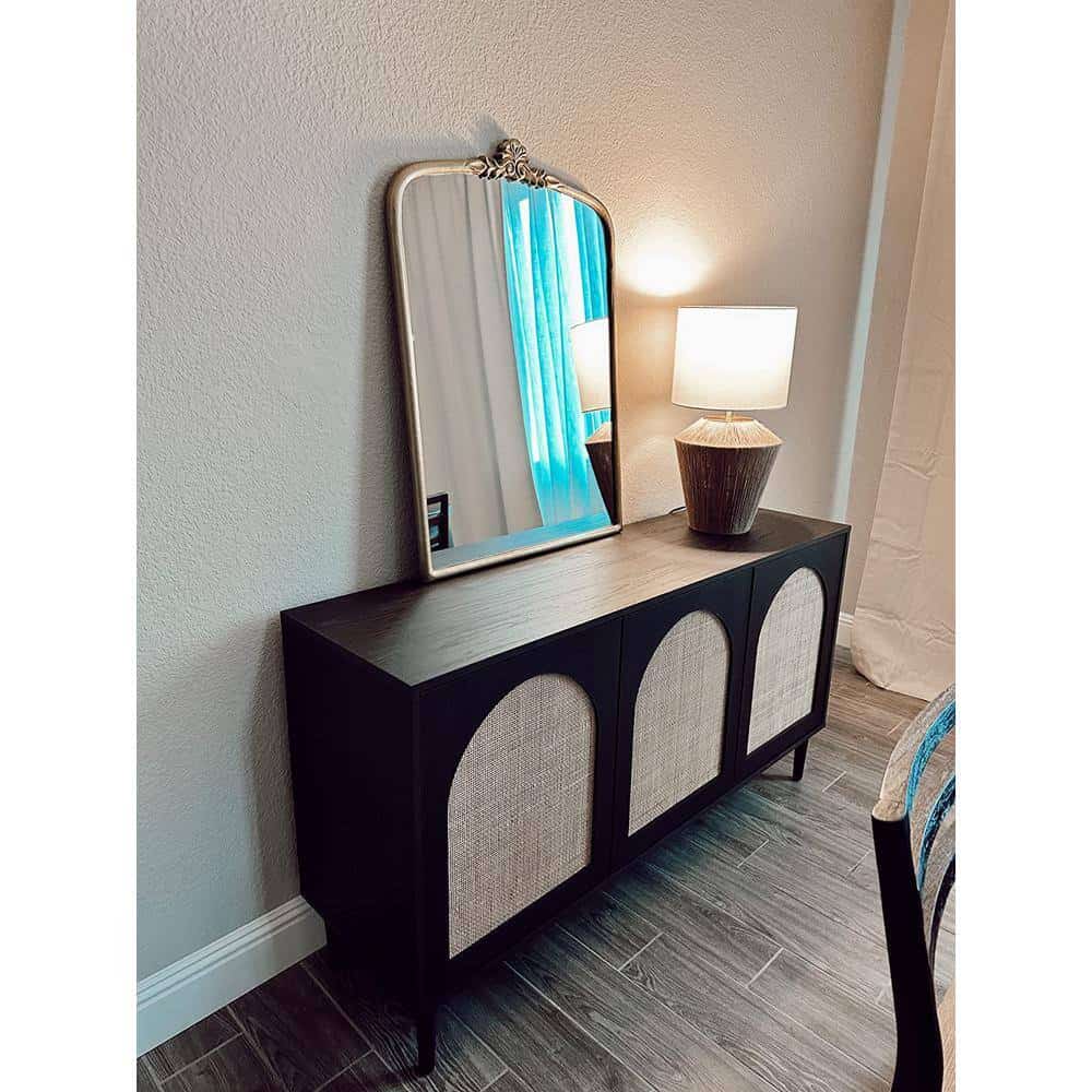 JAYDEN CREATION Mercury 56 in. Wide Black Sideboard with 3-Doors - Image 3