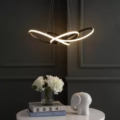 JONATHAN Y JYL7219A Alexia 25 in. Black Abstract Integrated LED Metal Adjustable Pendant