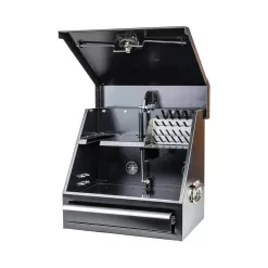 Montezuma SB180DB 18 in. W x 12 in. D 1-Drawer Black Steel Portable Shop Triangle Tool Box Chest for Sockets, Wrenches and Screwdrivers