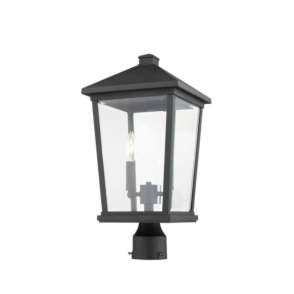 Unbranded Beacon 2-Light Black 19.5 in. Aluminum Hardwired Outdoor Weather Resistant Post Light Round Fitter with No Bulb Included