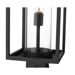 Unbranded Dunbroch 1-Light Black 20 in. Aluminum Hardwired Outdoor Weather Resistant Post Light Round Fitter with No Bulb Included