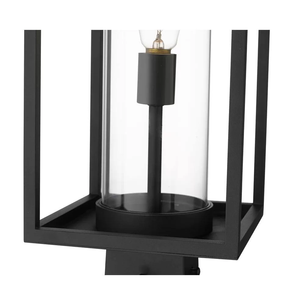 Unbranded Dunbroch 1-Light Black 20 in. Aluminum Hardwired Outdoor Weather Resistant Post Light Round Fitter with No Bulb Included