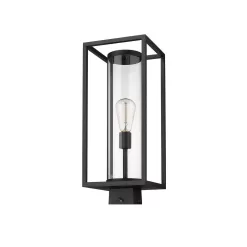 Unbranded Dunbroch 1-Light Black 20 in. Aluminum Hardwired Outdoor Weather Resistant Post Light Round Fitter with No Bulb Included