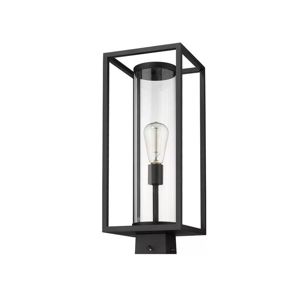 Unbranded Dunbroch 1-Light Black 20 in. Aluminum Hardwired Outdoor Weather Resistant Post Light Round Fitter with No Bulb Included