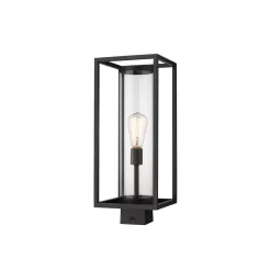 Unbranded Dunbroch 1-Light Black 20 in. Aluminum Hardwired Outdoor Weather Resistant Post Light Round Fitter with No Bulb Included