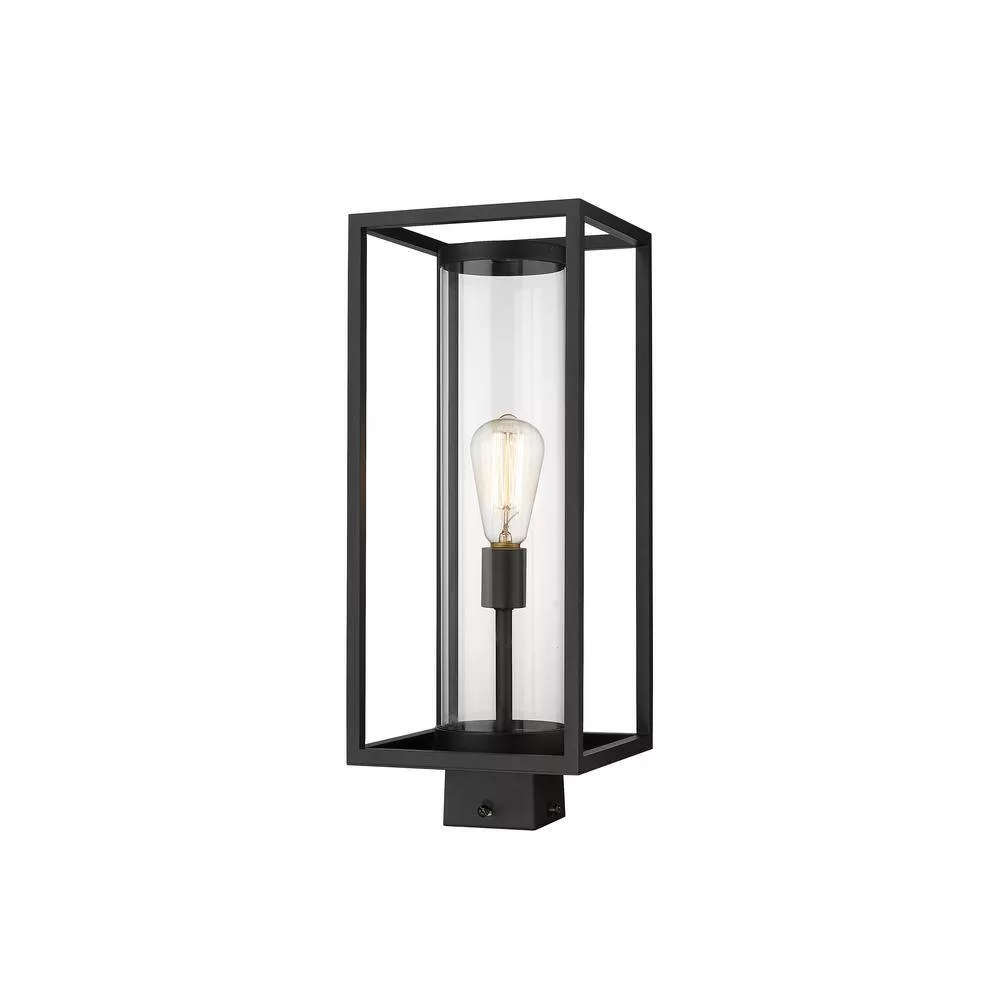 Unbranded Dunbroch 1-Light Black 20 in. Aluminum Hardwired Outdoor Weather Resistant Post Light Round Fitter with No Bulb Included