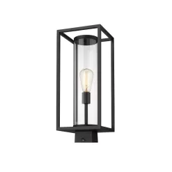 Unbranded Dunbroch 1-Light Black 20 in. Aluminum Hardwired Outdoor Weather Resistant Post Light Round Fitter with No Bulb Included