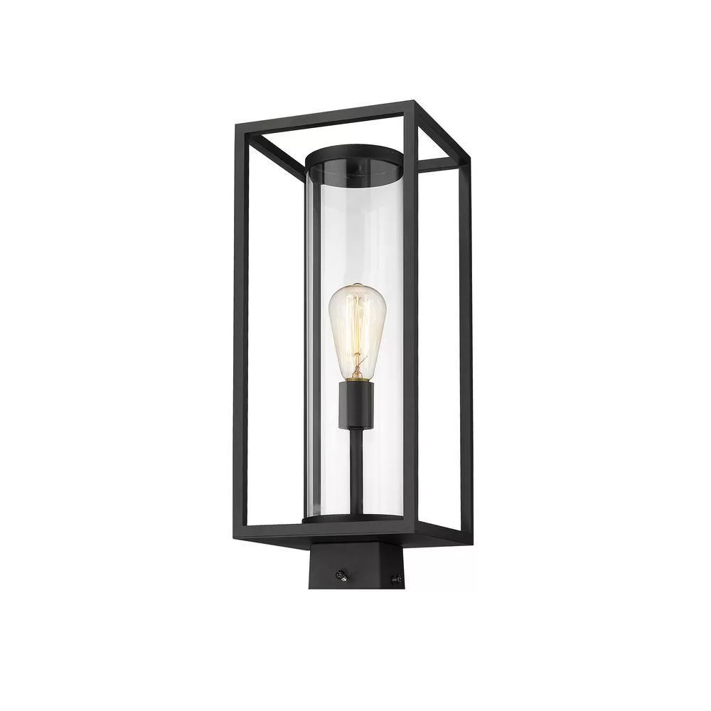 Unbranded Dunbroch 1-Light Black 20 in. Aluminum Hardwired Outdoor Weather Resistant Post Light Round Fitter with No Bulb Included