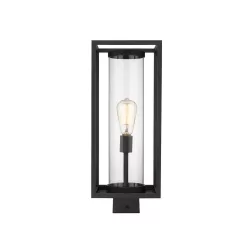 Unbranded Dunbroch 1-Light Black 20 in. Aluminum Hardwired Outdoor Weather Resistant Post Light Round Fitter with No Bulb Included