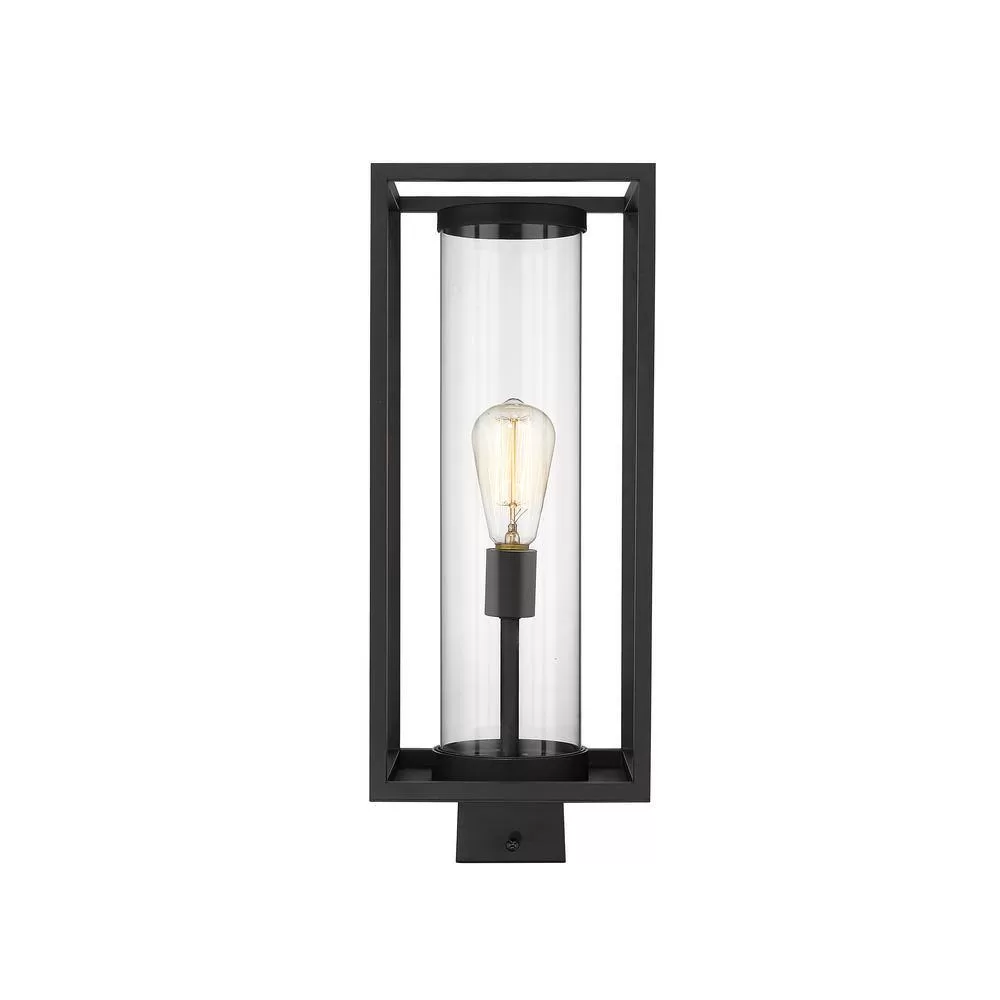 Unbranded Dunbroch 1-Light Black 20 in. Aluminum Hardwired Outdoor Weather Resistant Post Light Round Fitter with No Bulb Included