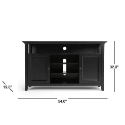 Simpli Home Amherst Solid Wood 54 in. Wide Transitional TV Media Stand in Black for TVs Upto 60 in.