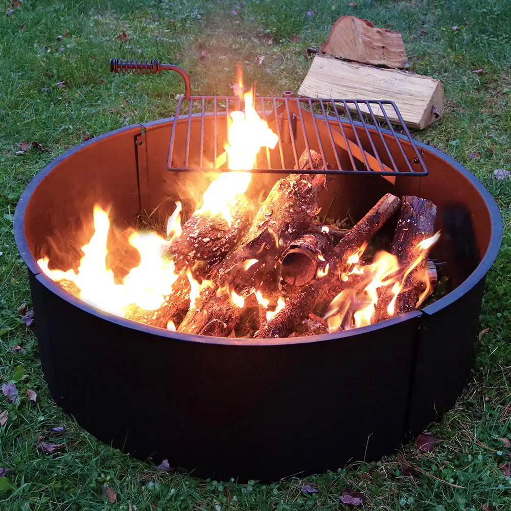 Sunnydaze Decor KF-SCFR36 36 in. Round Steel Wood Burning Fire Pit Kit with Rotating Cooking Grate