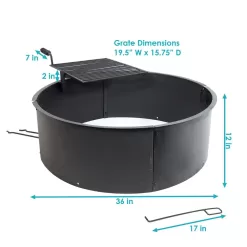 Sunnydaze Decor KF-SCFR36 36 in. Round Steel Wood Burning Fire Pit Kit with Rotating Cooking Grate
