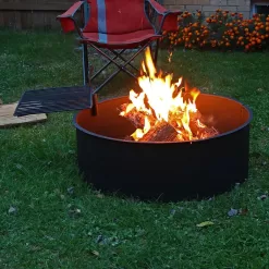 Sunnydaze Decor KF-SCFR36 36 in. Round Steel Wood Burning Fire Pit Kit with Rotating Cooking Grate