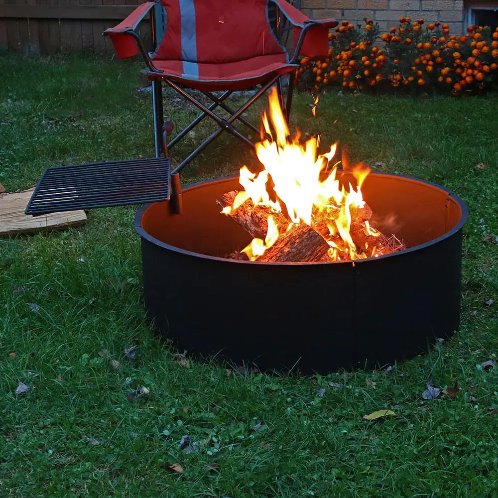 Sunnydaze Decor KF-SCFR36 36 in. Round Steel Wood Burning Fire Pit Kit with Rotating Cooking Grate