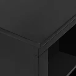 Welwick Designs 80 in. Black Transitional Wood and Glass-Door TV Stand with Cable Management (Max tv size 88 in.)