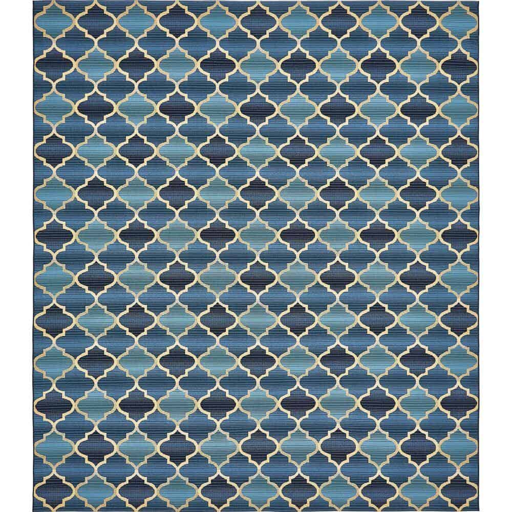 Unique Loom Outdoor Eden Trellis Blue 10' 0 x 12' 0 Area Rug