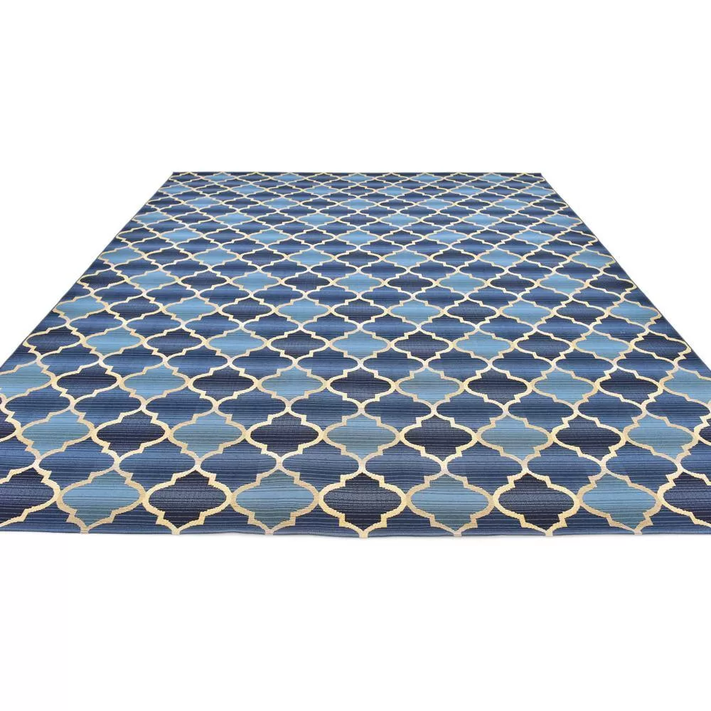 Unique Loom Outdoor Eden Trellis Blue 10' 0 x 12' 0 Area Rug