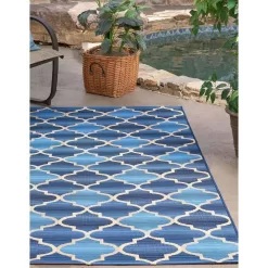 Unique Loom Outdoor Eden Trellis Blue 10' 0 x 12' 0 Area Rug