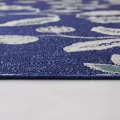 Hampton Bay Blue/White 9 ft. x 12 ft. Floral Indoor/Outdoor Area Rug