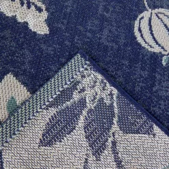 Hampton Bay Blue/White 9 ft. x 12 ft. Floral Indoor/Outdoor Area Rug