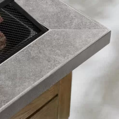 Hampton Bay 2195FPA-1-34 Stoneham 34 in. x 15.5 in. Square Steel Wood Fire Pit with Tile Top