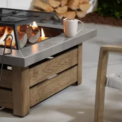 Hampton Bay 2195FPA-1-34 Stoneham 34 in. x 15.5 in. Square Steel Wood Fire Pit with Tile Top