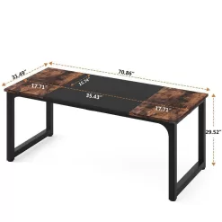 TRIBESIGNS WAY TO ORIGIN Halseey 70.8 in. W Brown Computer Desk Particle Board Wood Home Office Workstation Boardroom Desk