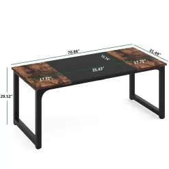 TRIBESIGNS WAY TO ORIGIN Halseey 70.8 in. W Brown Computer Desk Particle Board Wood Home Office Workstation Boardroom Desk