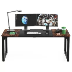 TRIBESIGNS WAY TO ORIGIN Halseey 70.8 in. W Brown Computer Desk Particle Board Wood Home Office Workstation Boardroom Desk