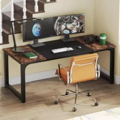 TRIBESIGNS WAY TO ORIGIN Halseey 70.8 in. W Brown Computer Desk Particle Board Wood Home Office Workstation Boardroom Desk