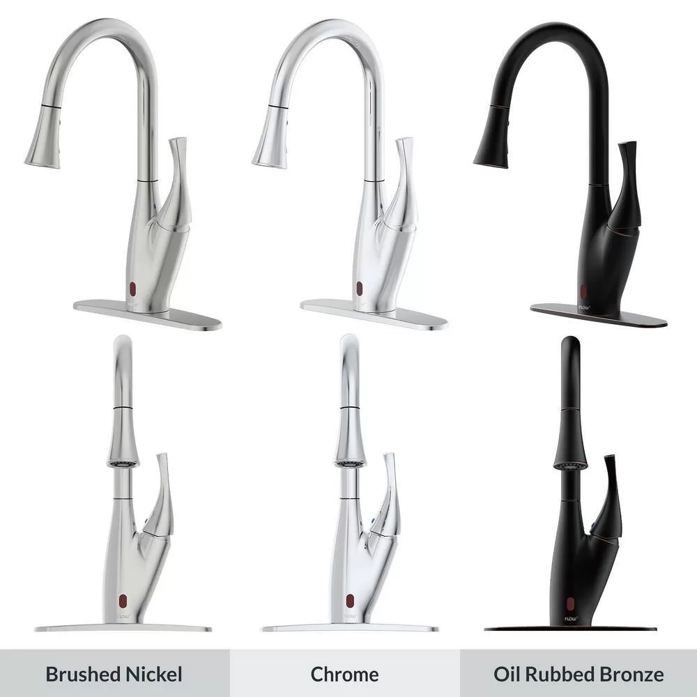 FLOW X Series Single-Handle Pull-Down Sprayer Kitchen Faucet with Motion Sensor in Brushed Nickel