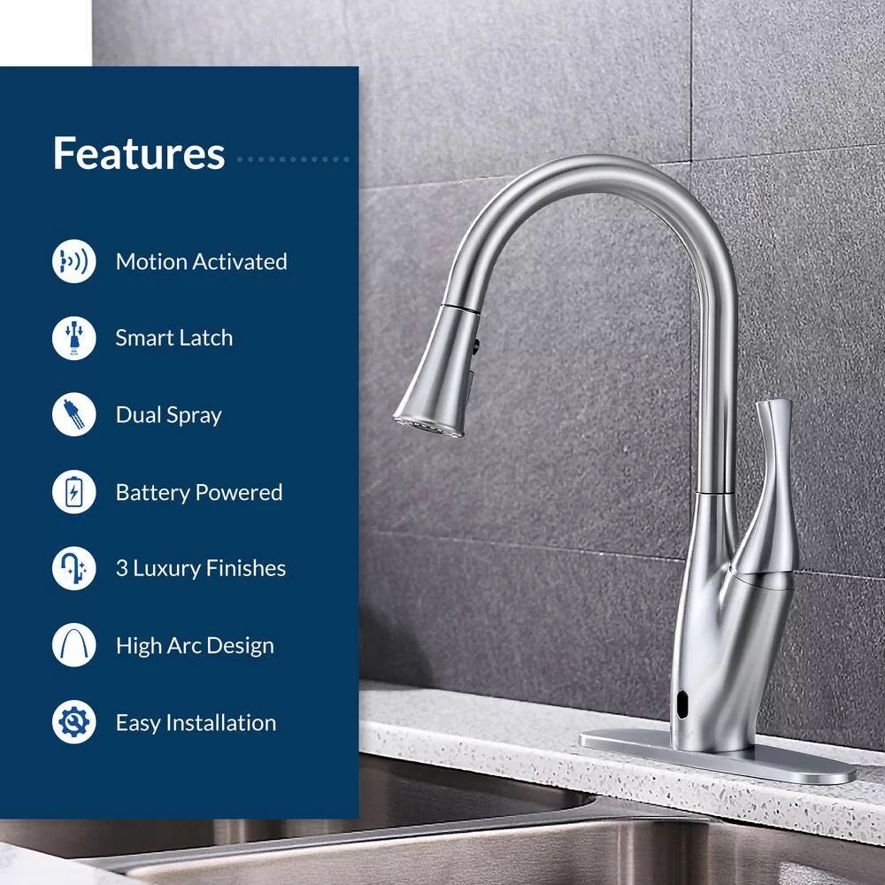 FLOW X Series Single-Handle Pull-Down Sprayer Kitchen Faucet with Motion Sensor in Brushed Nickel