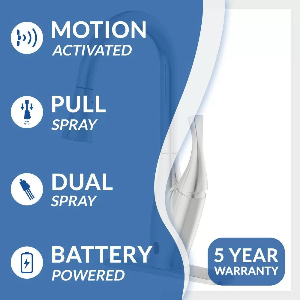 FLOW X Series Single-Handle Pull-Down Sprayer Kitchen Faucet with Motion Sensor in Brushed Nickel