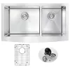 ANZZI ELYSIAN Series Farmhouse Stainless Steel 36 in. 0-Hole Double Bowl Kitchen Sink