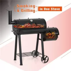 MF Studio 28'' BBQ Charcoal Grill with Offset Smoker for Backyard and Camping