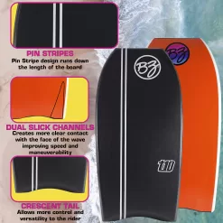 BZ Body Boards T-10 42 Inch Bodyboard, Black