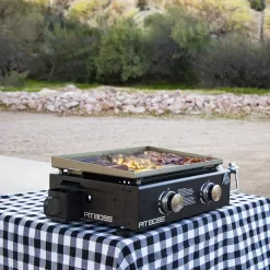 Pit Boss 2 Burner Portable Gas Griddle, Lightweight and portable Cast Iron Griddle