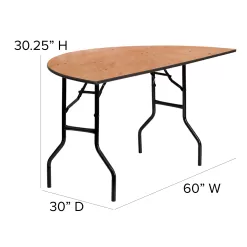 Flash Furniture Furman 5-Foot Half-Round Wood Folding Banquet Table
