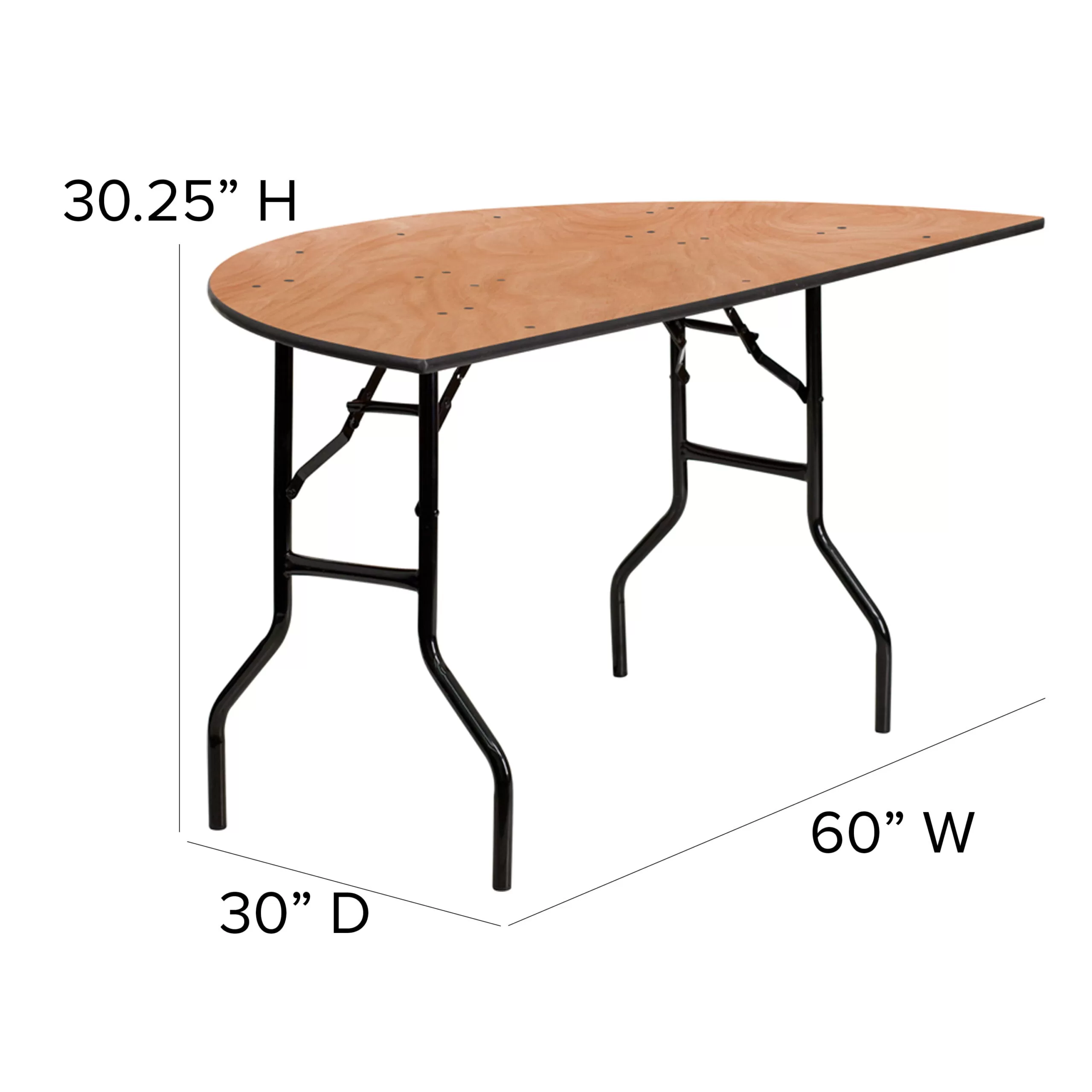 Flash Furniture Furman 5-Foot Half-Round Wood Folding Banquet Table