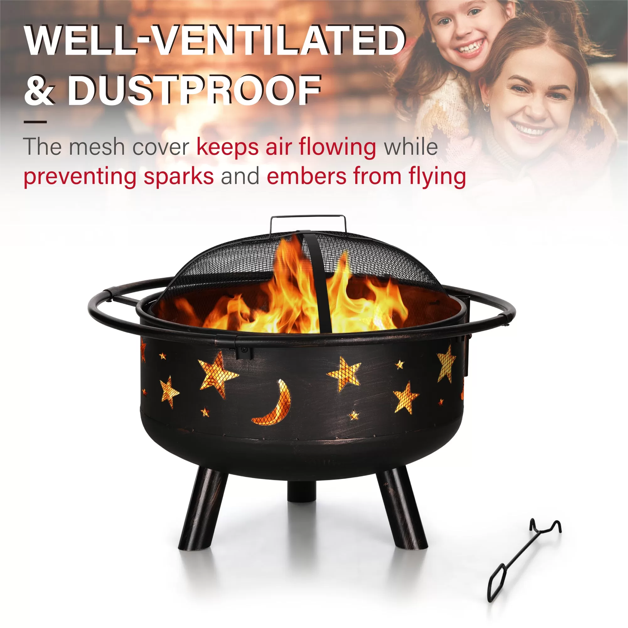 Sophia & William 30" 2 in 1 Outdoor Wood Burning Fire Pit Firepit Bowl with Cooking Grate
