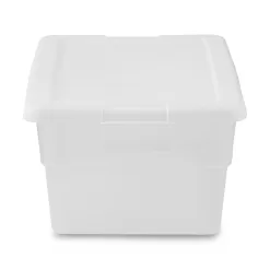 Sterilite 6 Qt Clear Plastic Storage Container Bin, Snap Close White Lid, 72 Pack