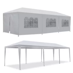 ZenSports 10x30FT Outdoor Party Tent Gazebo Wedding Canopy Tent, Heavy-Duty Steel Waterproof UV Protection White