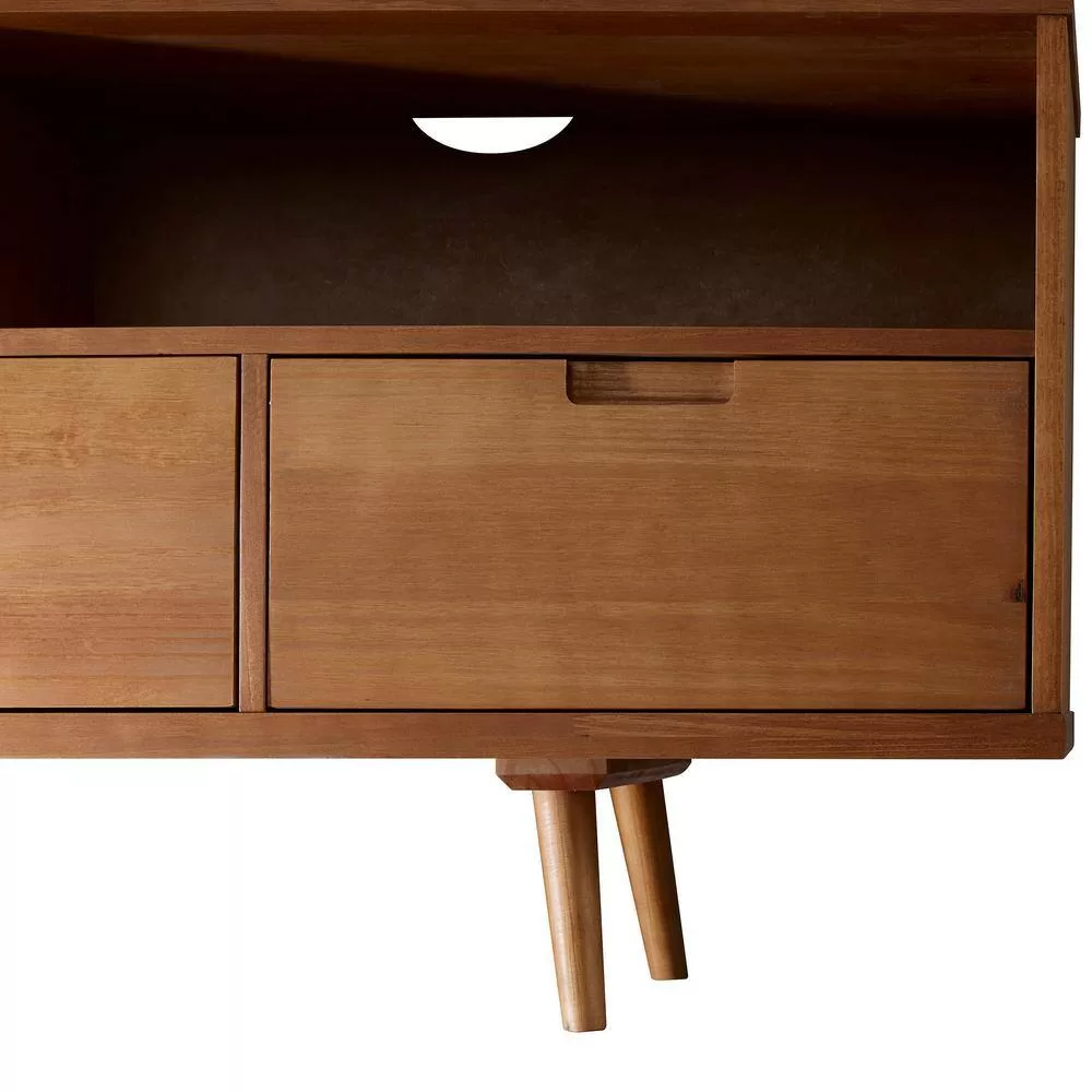 Walker Edison Furniture Company TV Stand 58" Fits TVs 64" 3-Drawers Caramel