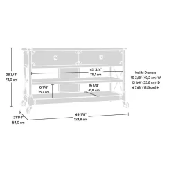 SAUDER Steel River 49 in. Carbon Oak Particle Board TV Stand with 2 Drawer Fits TVs Up to 55 in. with Built-In Storage