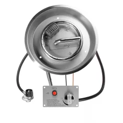 12" Round CSA Certified Fire Pit Burner Kit, Stainless Steel, Propane, Electronic Ignition