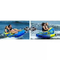 O'Brian Barca 2 Inflatable Towable Water Tube for Boating, 1-2 Riders, Blue
