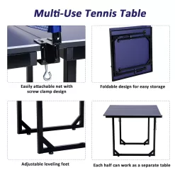 Soozier 6' x 3' Foldable Ping Pong Table Set with 2 Table Halves for Party Use, Space-Saving Mid-Size Table Tennis for Small Living Spaces, Basement Games, Sports Gifts