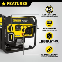 Champion Power Equipment 201049 4500-Watt Recoil Start Gasoline Powered Open Frame Inverter Generator with CO Shield
